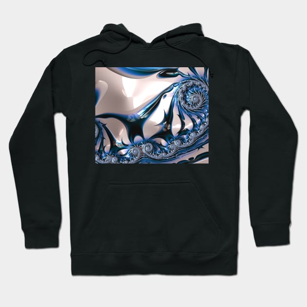 Blue Golden Fractal Hoodie by CreaKat